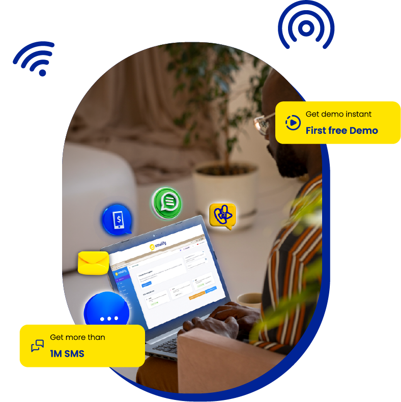 Emalify Platform — Woman using messaging on phone